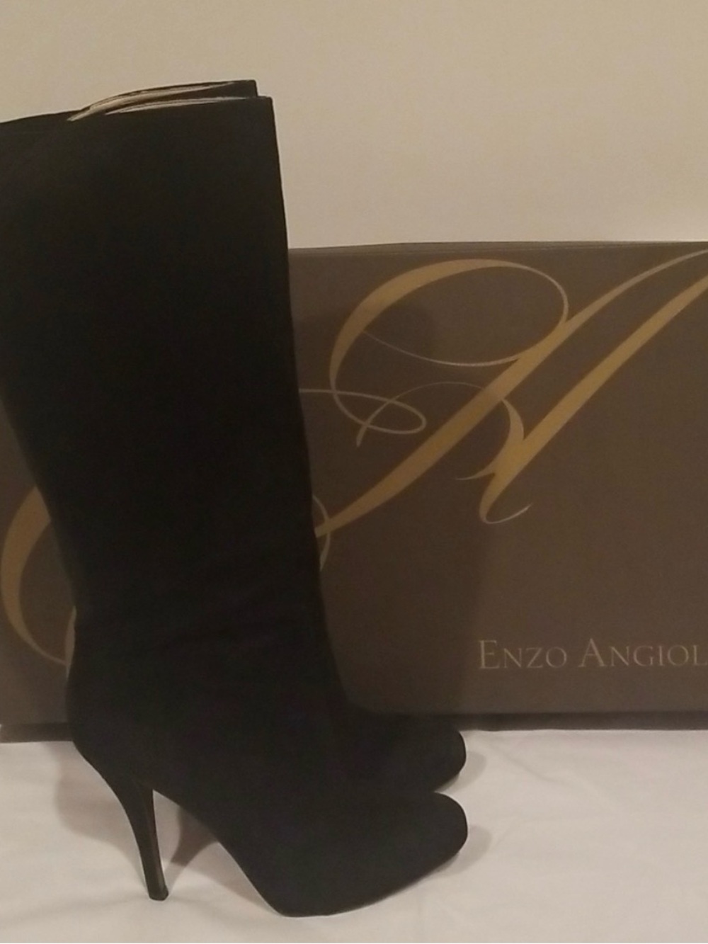 Enzo Angiolini Black Suede Knee-High Stiletto Boots